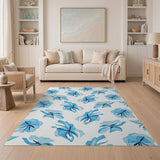 Stylized Blue Iris Floral Area Rug
