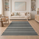 Bold Black White Striped No. 50 Area Rug
