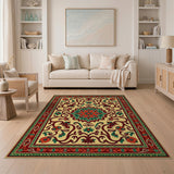 Vibrant Traditional Persian Floral Medallion Rug