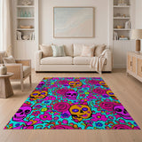 Vibrant Sugar Skull Floral Area Rug