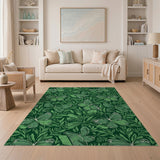 Emerald Green Butterfly Leaf Pattern Area Rug