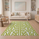 Intricate Green Lattice Geometric Rug