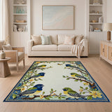 Colorful Birds on Branches Floral Rug