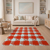 Red White USA Map Gingham Area Rug