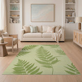 Lush Green Fern Leaf Floral Vintage Area Rug