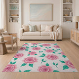 Pink Floral Vintage Blush Pink Rose Floral Area Rug
