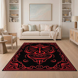 Fierce Red Tiki Mask Area Rug