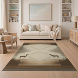 Brown Tan Deer Silhouette Southwestern Rug