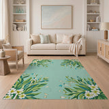 Teal Primrose Floral Area Rug