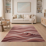 Blush Pink Sunset Waves Abstract Area Rug