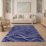 Abstract Area Navy Wavy Abstract Area Rug