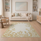 Elegant Gold Leaf Border Area Rug