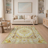 Gold and Silver Opulent Gold Mandala Persian Area Rug