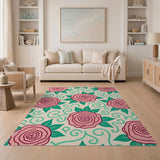 Floral Vintage Vintage Pink Roses Floral Area Rug