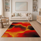 Fiery Red Halftone Wave Abstract Rug
