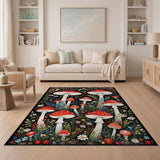 Enchanted Red Mushroom Wildflower Area Rug