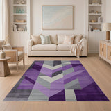 Purple Purple Chevron Geometric Area Rug