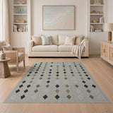 Modern Grey Diamond Grid Area Rug