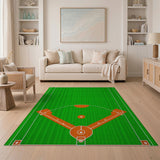 Kids Cartoon Baseball Field Green Area Rug
