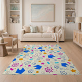 Playful Multi-Color Doodle Shapes Area Rug
