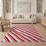 Bold Red Wavy Stripe Area Rug