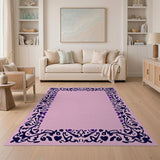 Elegant Pink Floral Vine Border Area Rug