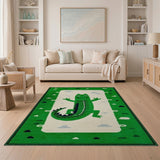 Playful Green Crocodile Kids Cartoon Rug