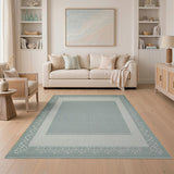 Teal Lace Border Light Gray Area Rug