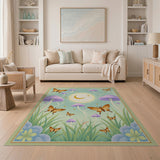 Purple Mushroom Butterfly Moon Boho Rug