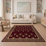 Regal Burgundy Gold Stag Antler Area Rug
