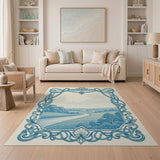 Ornate Framed Blue River Valley Area Rug