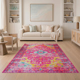 Pink Floral Vintage Vibrant Pink Floral Vintage Area Rug