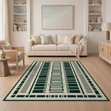 Modern Geometric Green on Beige Area Rug