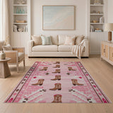 Pink Pink Cowboy Boots Southwestern Area Rug