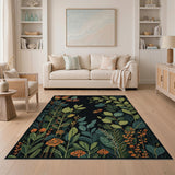 Vibrant Orange Butterflies Lush Green Foliage Rug