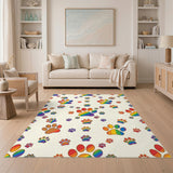 Rainbow Paw Prints Washable Area Rug