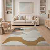 Layered Abstract Wave Area Rug