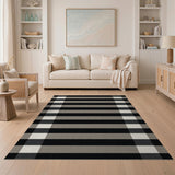 Rustic Farmhouse Black and White Black White Buffalo Check Rustic Area Rug