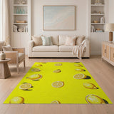 Yellow Vibrant Lemon Slices Yellow Fruit Pattern Area Rug