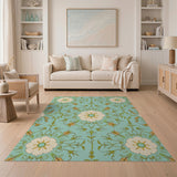 Floral Vintage Teal Floral Medallion Area Rug