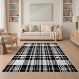 Black and White Bold Black White Plaid Geometric Area Rug