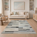 Modern Grey Stripe Abstract Area Rug