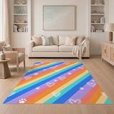 Rainbow Hearts and Paws Kids Washable Area Rug