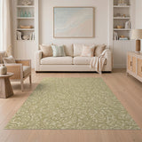 Elegant Beige Gold Vine Floral Area Rug