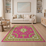 Opulent Pink Gold Baroque Area Rug