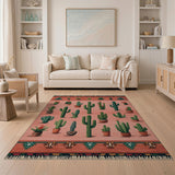 Southwestern Cactus Succulent Garden Rug