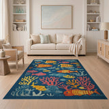 Vibrant Cartoon Fish Coral Underwater Area Rug