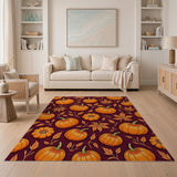 Orange Pumpkin Harvest Pattern Area Rug