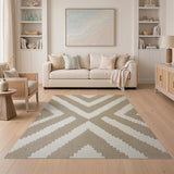 Beige Zigzag Geometric Area Rug