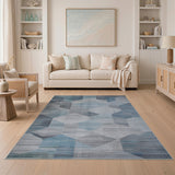 Modern Geometric Blue Teal Area Rug